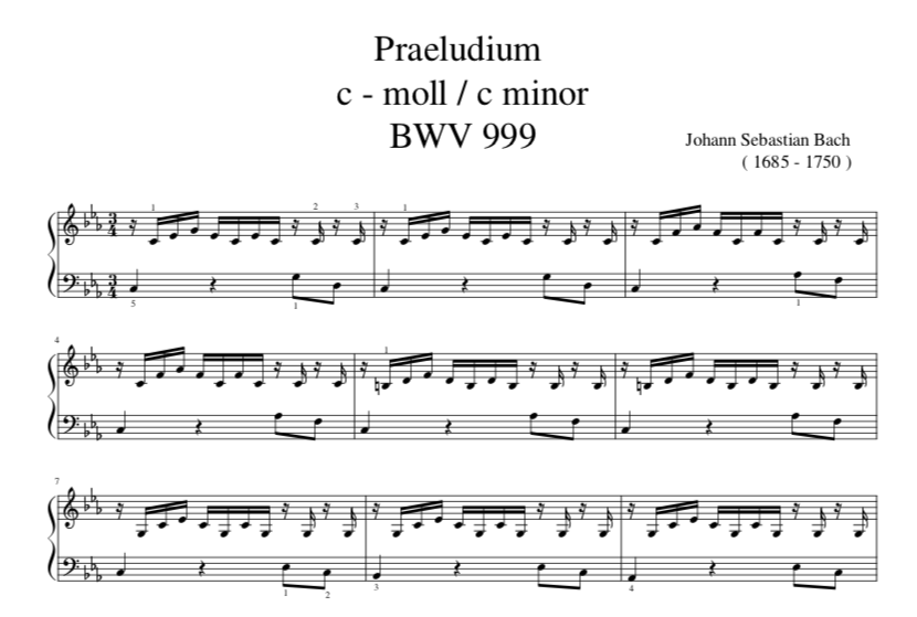 Praeludium  c - moll / c minor  BWV 999
